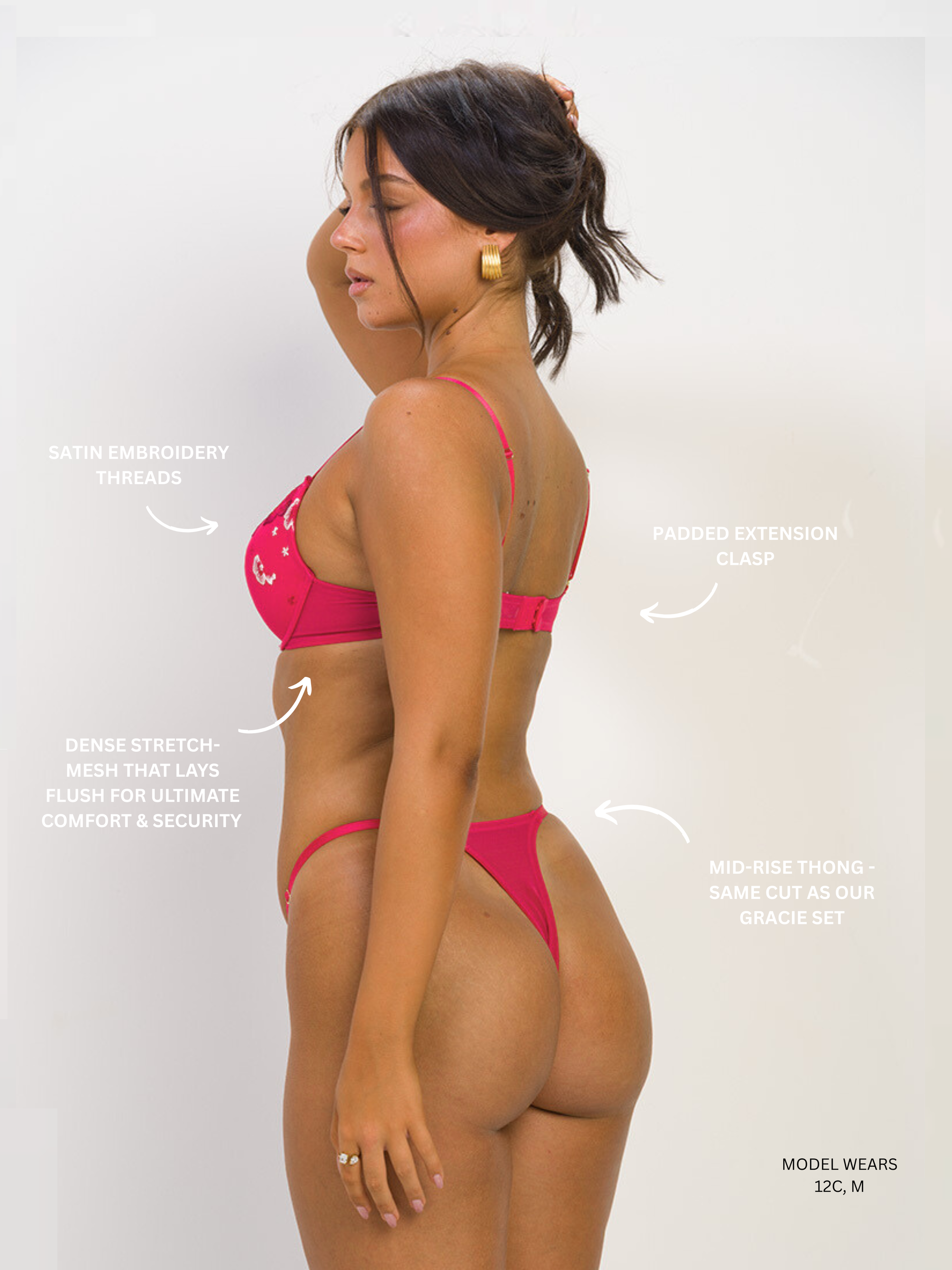 Audrey Set – gold hardware and lace trim detail – Private Affair