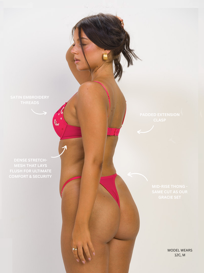 Audrey Set – gold hardware and lace trim detail – Private Affair